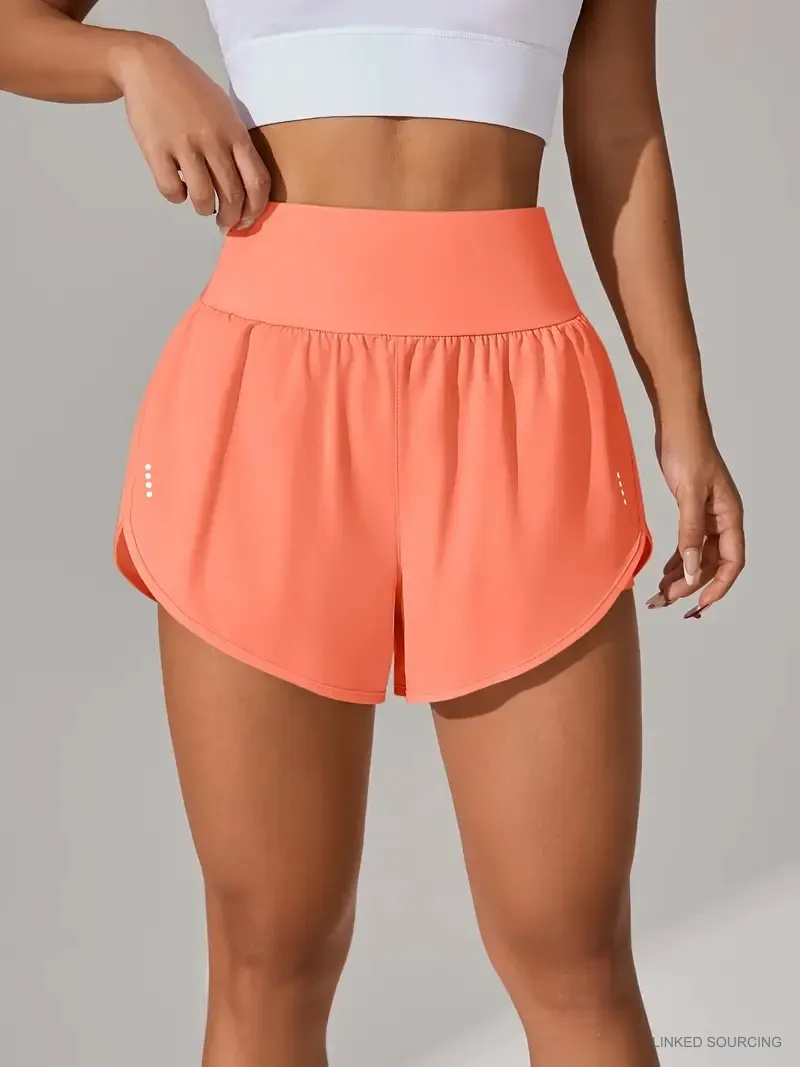 LS-B0346 High-Waist Ruffle Running Shorts in Orange, original product photograph