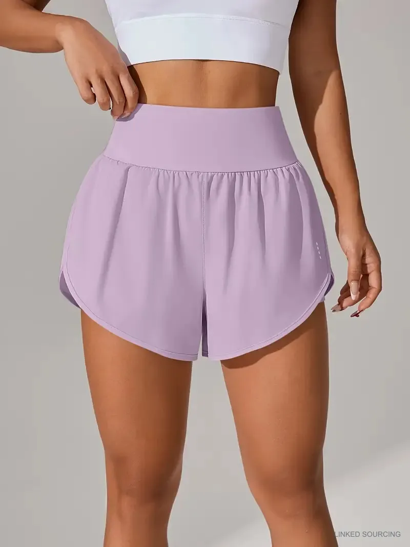 LS-B0346 High-Waist Ruffle Running Shorts in Violet, original product photograph