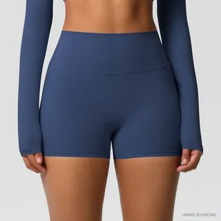 LS-B0349 Brushed High-Waist Yoga Shorts in Insignia Blue, original product photograph