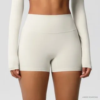 LS-B0349 Brushed High-Waist Yoga Shorts in Ivory, original product photograph