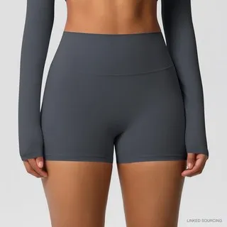 LS-B0349 Brushed High-Waist Yoga Shorts in Graphite Grey, original product photograph
