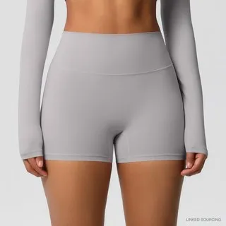 LS-B0349 Brushed High-Waist Yoga Shorts in Frost Grey, original product photograph