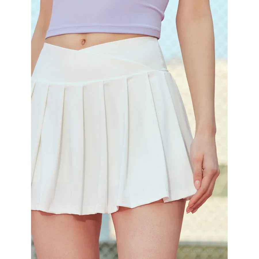 LS-B0355 V-Waist Pleated Tennis Skort in White, original product photograph