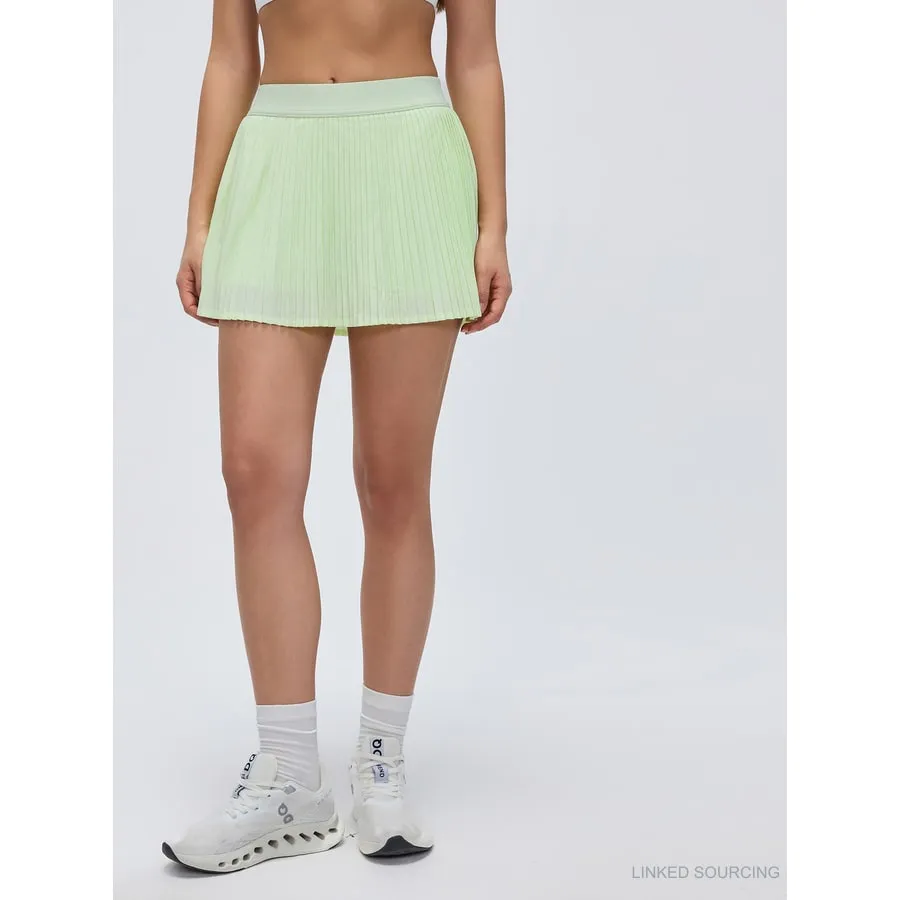 LS-B0356 Pleated Running Skort in Yellow-Green, original product photograph
