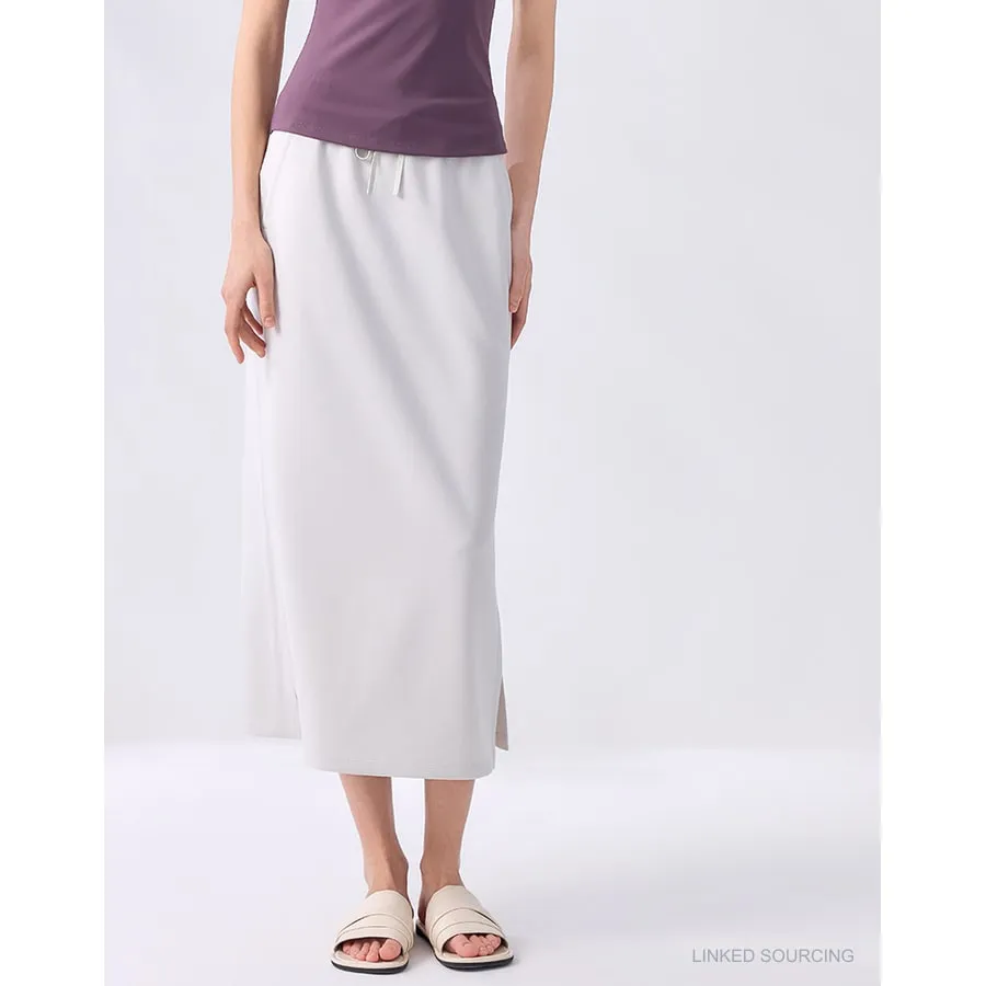 LS-B0361 Lyocell-Blend Midi Skirt in Bone White, original product photograph