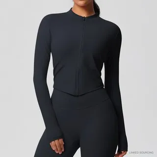 LS-B0369 Brushed Fitted Zip Jacket in Black, original product photograph