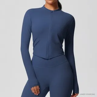 LS-B0369 Brushed Fitted Zip Jacket in Insignia Blue, original product photograph