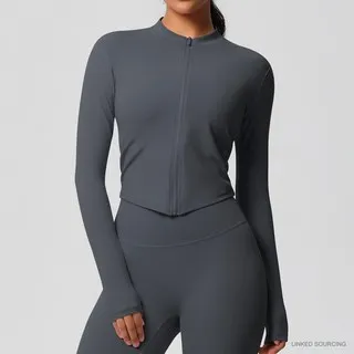 LS-B0369 Brushed Fitted Zip Jacket in Graphite Grey, original product photograph