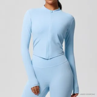 LS-B0369 Brushed Fitted Zip Jacket in Sky Blue, original product photograph