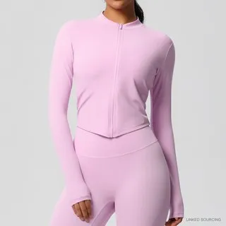LS-B0369 Brushed Fitted Zip Jacket in Cherry Blossom Pink, original product photograph