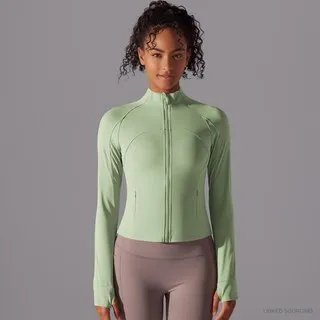 LS-B0370 Brushed Stand-Collar Zip Jacket in Avocado Green, original product photograph