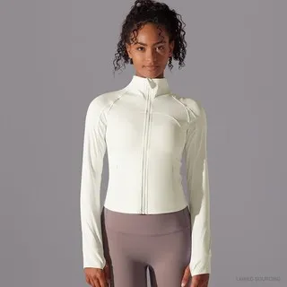 LS-B0370 Brushed Stand-Collar Zip Jacket in Ivory, original product photograph