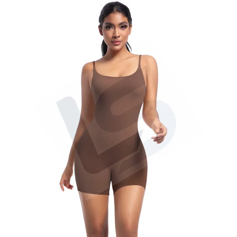 LS-B0372 Women's Scoop-Neck Camisole Yoga Unitard in Chestnut, original product photograph