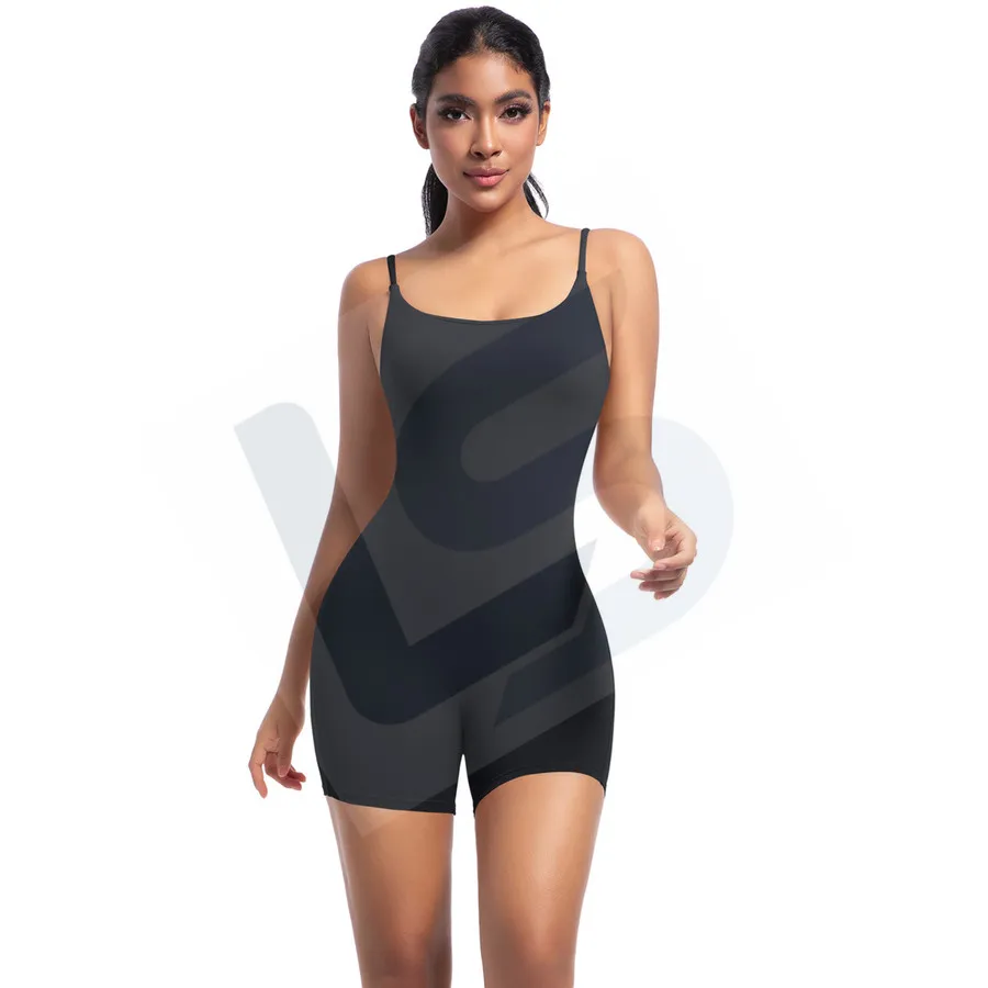 LS-B0372 Women's Scoop-Neck Camisole Yoga Unitard in Black, original product photograph