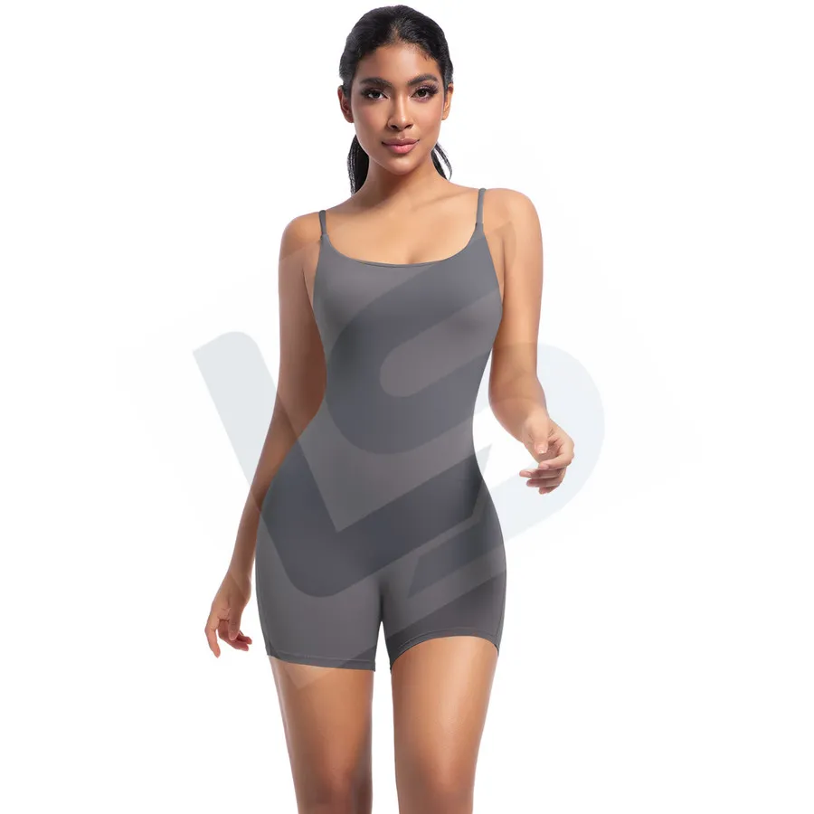 LS-B0372 Women's Scoop-Neck Camisole Yoga Unitard in Dark Grey, original product photograph