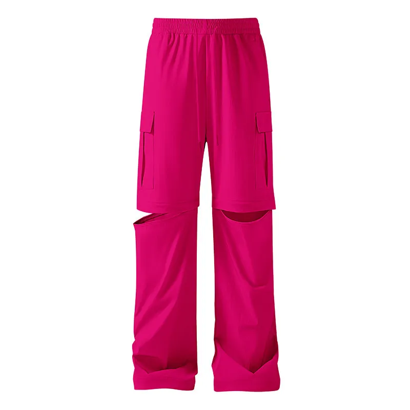 LS-B0373 Unisex Convertible Outdoor Cargo Pants in Rose Purple, original product photograph