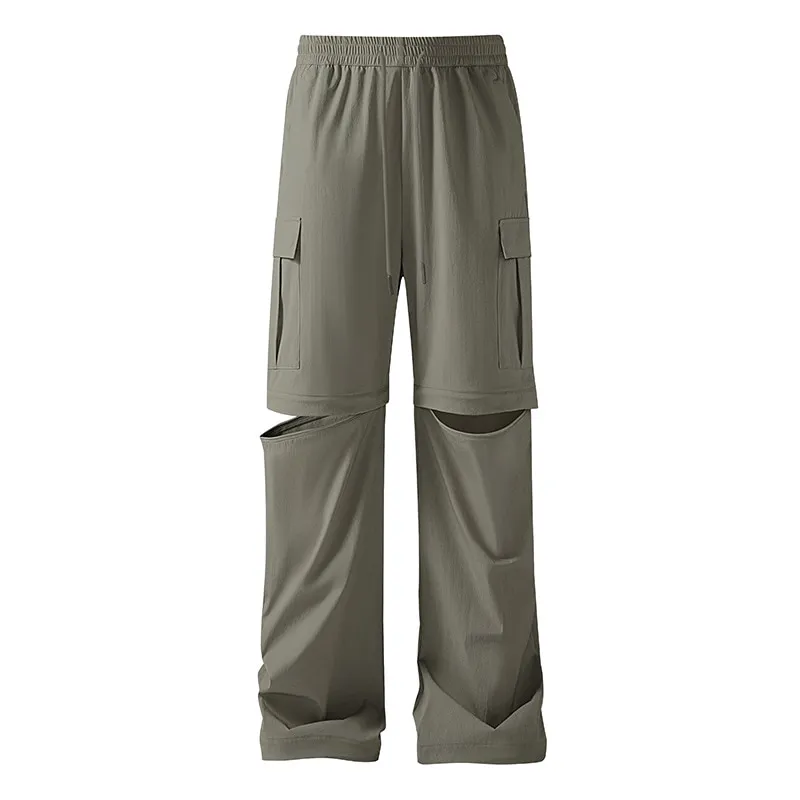 LS-B0373 Unisex Convertible Outdoor Cargo Pants in Khaki, original product photograph