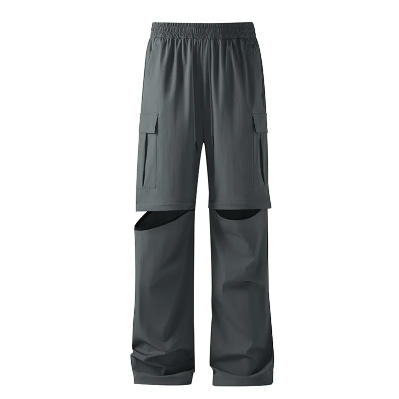 LS-B0373 Unisex Convertible Outdoor Cargo Pants in Dark Gray, original product photograph