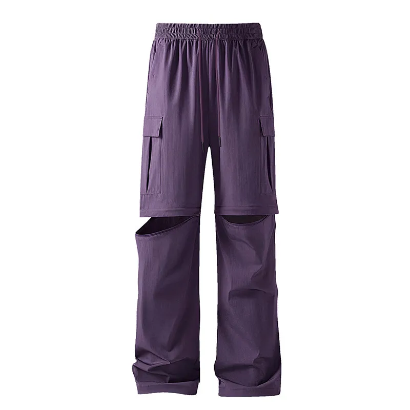LS-B0373 Unisex Convertible Outdoor Cargo Pants in Grape Purple, original product photograph