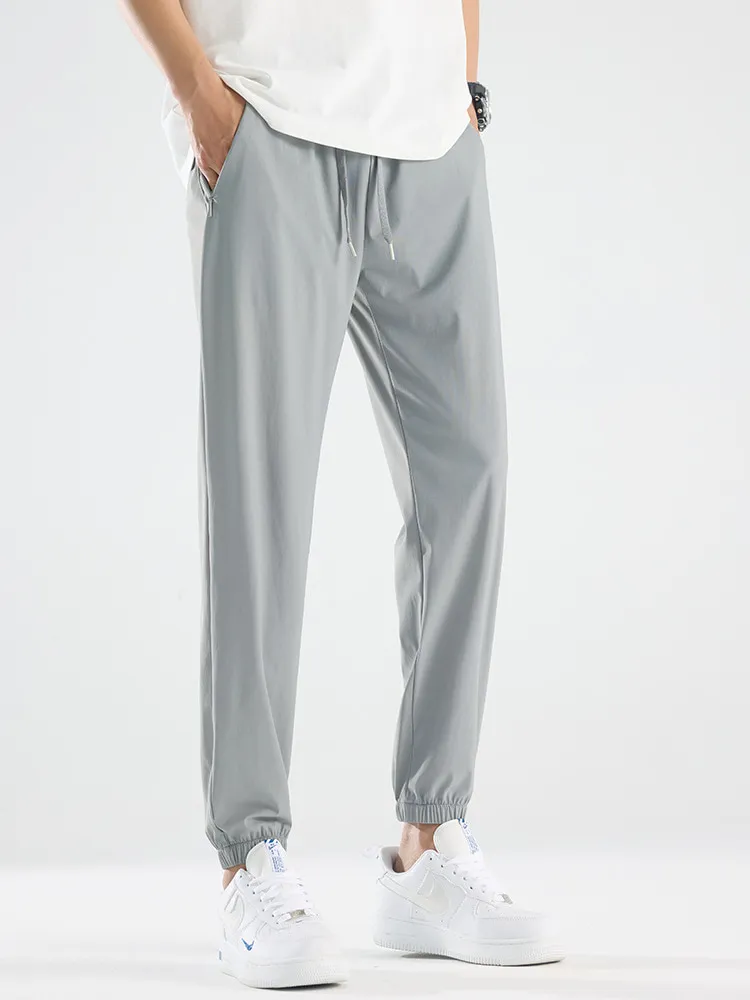 LS-B0378 Men's Ice-Touch Quick-Dry Pants in Medium Grey — Cuffed Leg, original product photograph