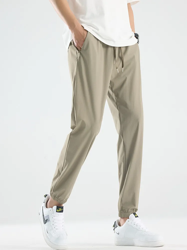LS-B0378 Men's Ice-Touch Quick-Dry Pants in Khaki — Cuffed Leg, original product photograph