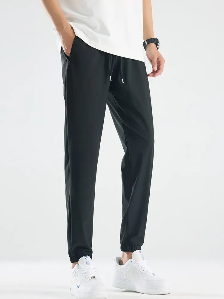 LS-B0378 Men's Ice-Touch Quick-Dry Pants in Black — Cuffed Leg, original product photograph