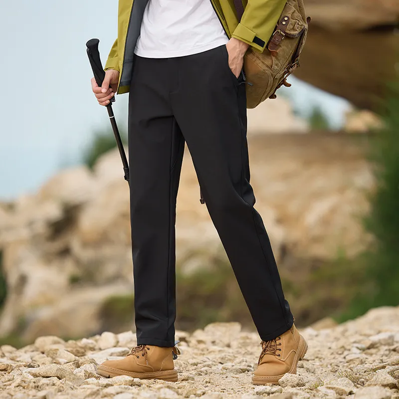 LS-B0381 Men's Fleece-Lined Softshell Hiking Pants in Black — Men's, original product photograph