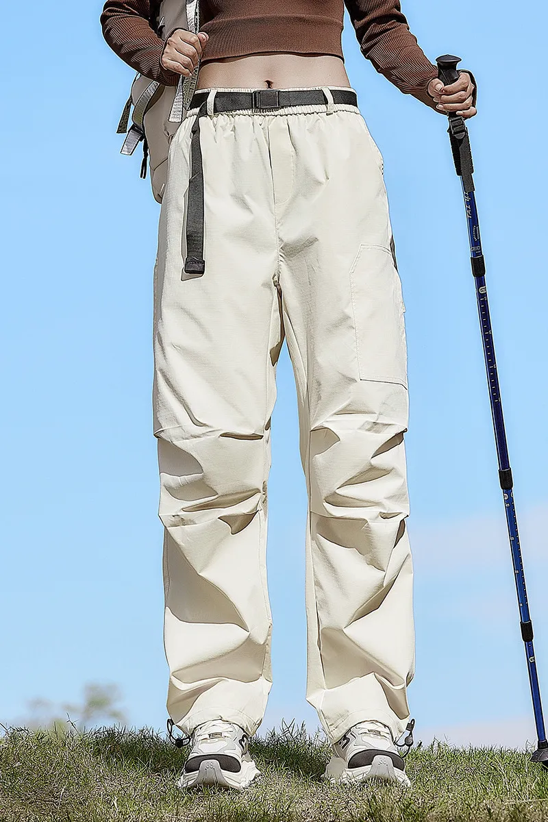 LS-B0388 Men's Fleece-Lined Outdoor Pants in Off-white-spring and autumn style, original product photograph