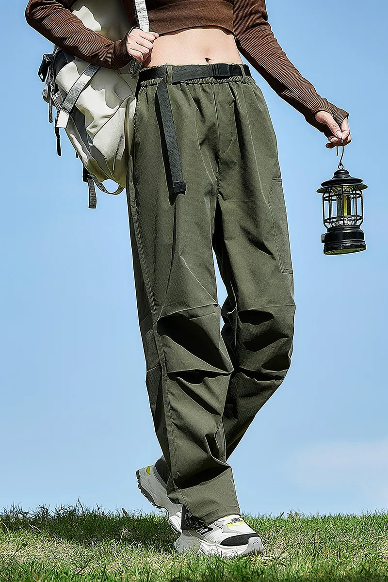 LS-B0388 Men's Fleece-Lined Outdoor Pants in Military green-spring and autumn style, original product photograph