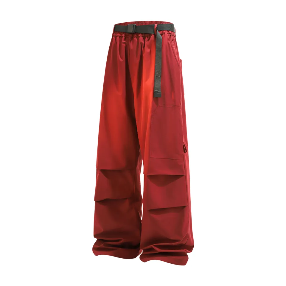 LS-B0388 Men's Fleece-Lined Outdoor Pants in Red - spring/autumn collection, original product photograph