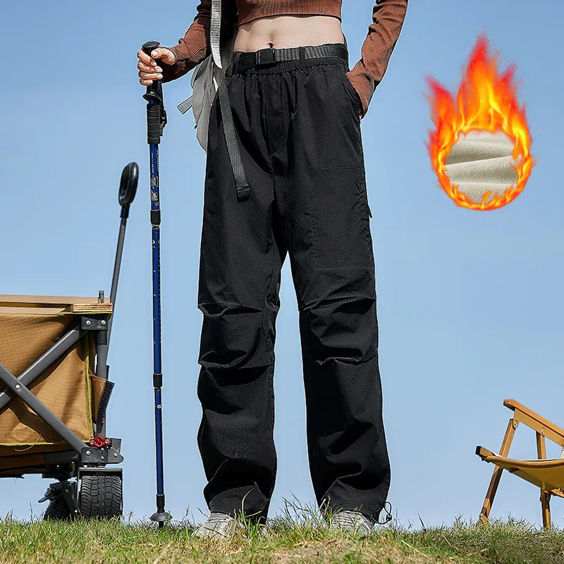 LS-B0388 Men's Fleece-Lined Outdoor Pants in Black-velvet version, original product photograph