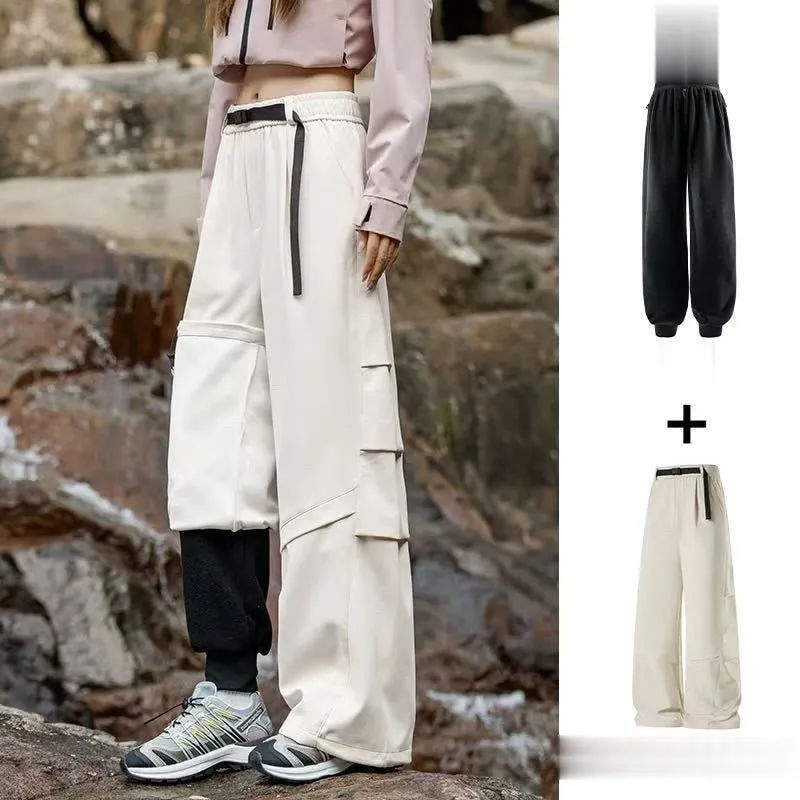 LS-B0389 Men's Fleece-Lined Outdoor Pants in Off-white/three-in-one, original product photograph