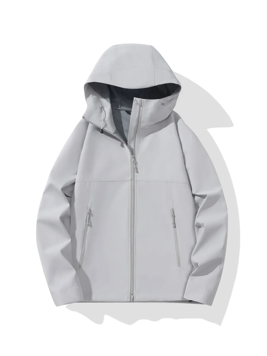 LS-B0391 Unisex Hooded Softshell Jacket in Mist Grey, original product photograph