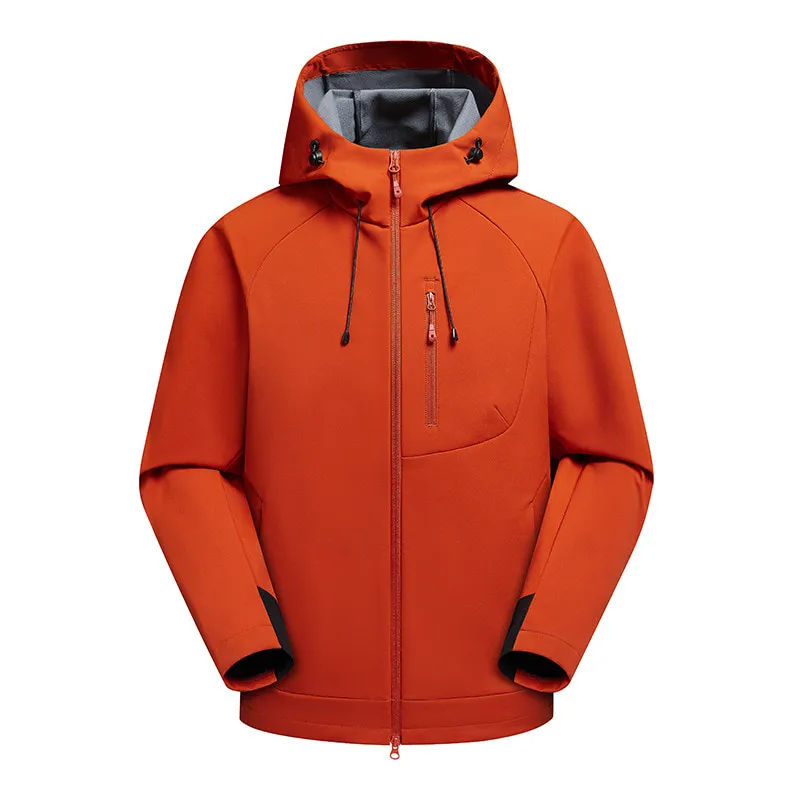 LS-B0392 Unisex Fleece-Lined Softshell Jacket in Three-Proof Brown Red, original product photograph