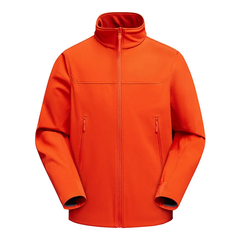 LS-B0393 Men's Stand-Collar Fleece Softshell Jacket in Orange, original product photograph