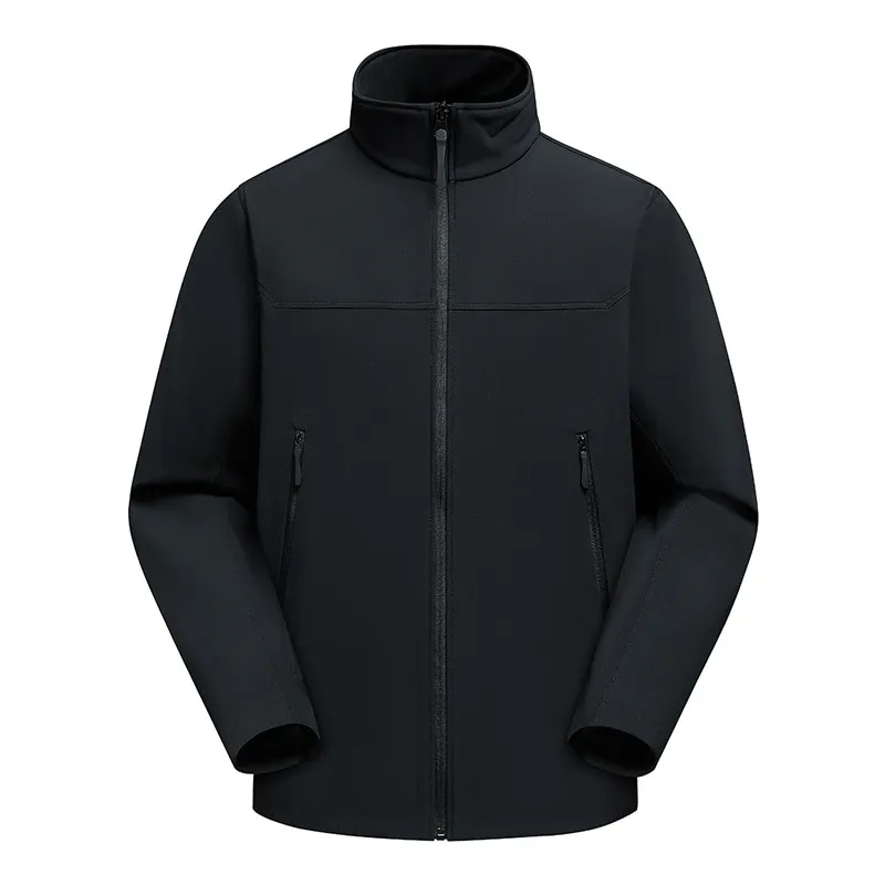 LS-B0393 Men's Stand-Collar Fleece Softshell Jacket in Phantom Black — Men's, original product photograph
