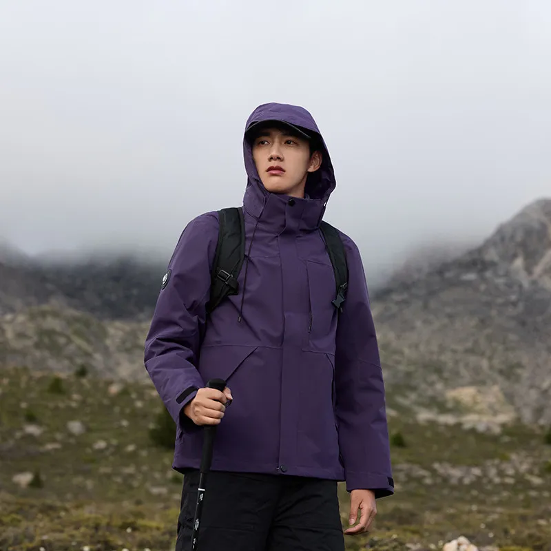 LS-B0398 Men's 3-in-1 Down-Liner Hardshell Jacket in Twilight Purple — Men's Down Set, original product photograph