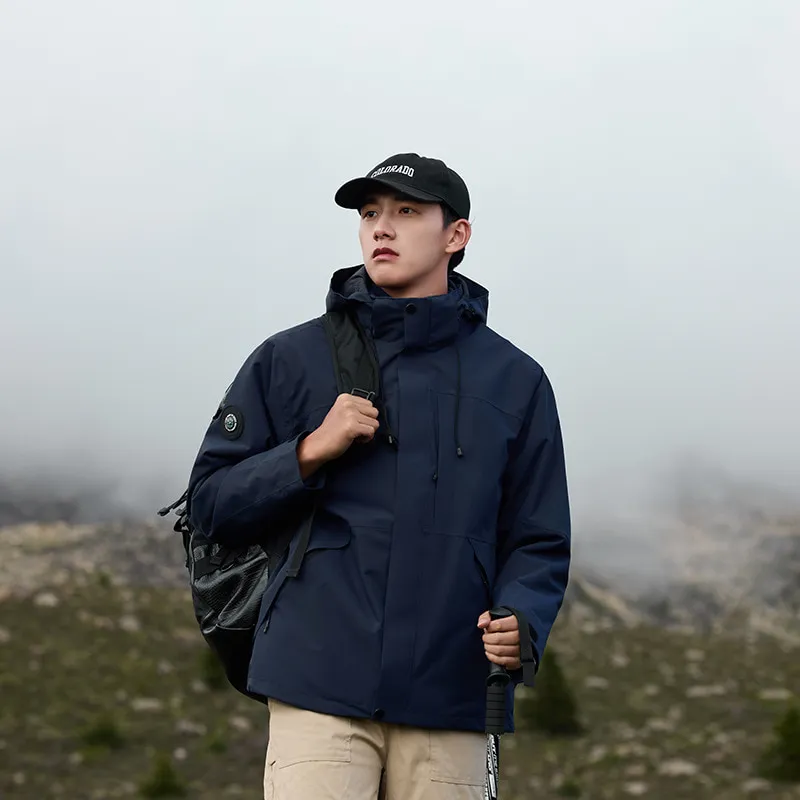 LS-B0398 Men's 3-in-1 Down-Liner Hardshell Jacket in Black — Men's Down Set, original product photograph