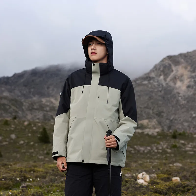 LS-B0398 Men's 3-in-1 Down-Liner Hardshell Jacket in Rosin Green — Men's Down Set, original product photograph