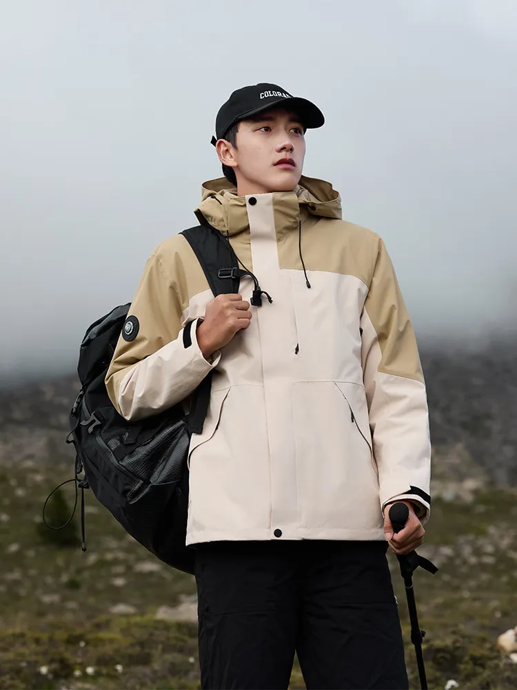 LS-B0400 Men's 3-in-1 Fleece-Liner Hardshell Jacket in Pebble White — Men's Fleece Set, original product photograph