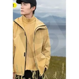 LS-B0402 Men's 3-in-1 Hardshell Jacket in Lemon yellow-men and women's code, original product photograph