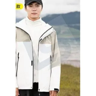 LS-B0402 Men's 3-in-1 Hardshell Jacket in Ivory white/bean card-men and women code, original product photograph