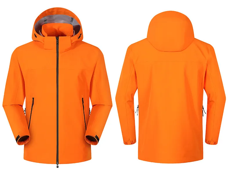 LS-B0403 [unisex style] dopamine orange-waterproof jacket front view — original product photograph