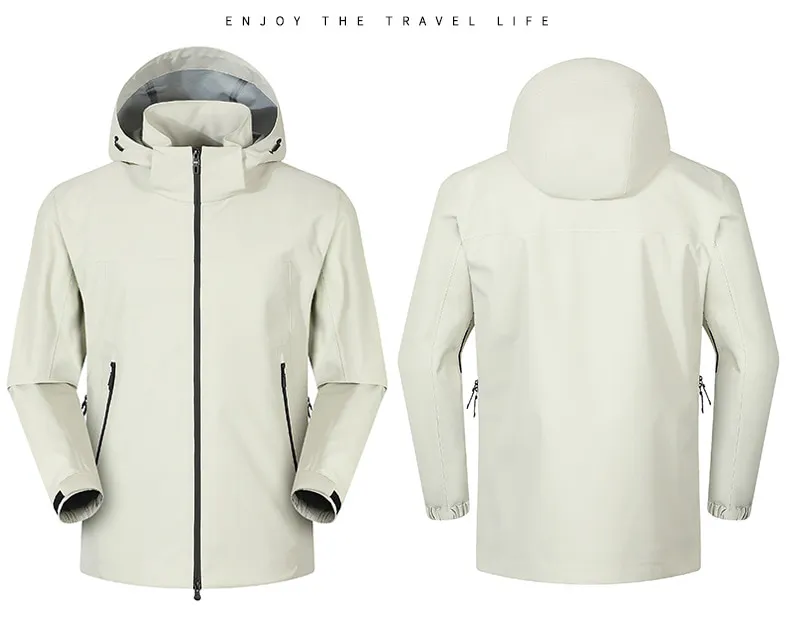 LS-B0403 Men's 3-in-1 Hardshell Jacket in [unisex] ivory white-waterproof jacket, original product photograph