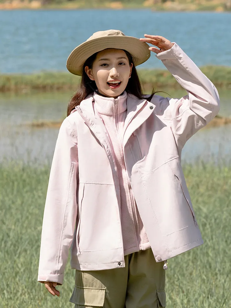 LS-B0406 Men's 3-in-1 Hardshell Jacket in . Women's model-ice mist powder, original product photograph