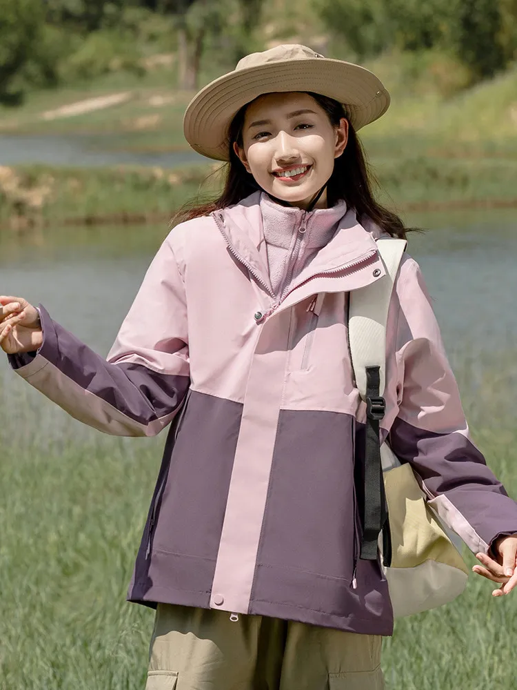 LS-B0406 Men's 3-in-1 Hardshell Jacket in Women's model-hibiscus purple/mist purple, original product photograph