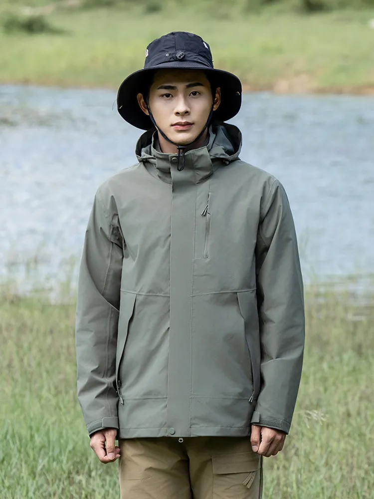 LS-B0406 Men's 3-in-1 Hardshell Jacket in Men's and women's models - snail green, original product photograph