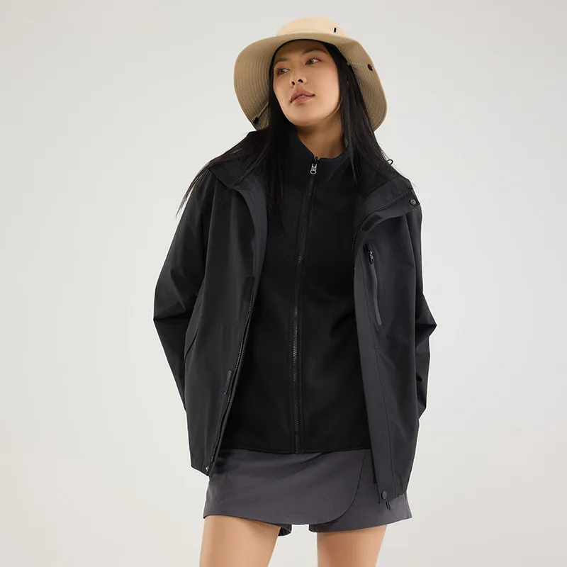 LS-B0408 Men's 3-in-1 Hardshell Jacket in Unisex code-obsidian black [fleece two-piece set], original product photograph