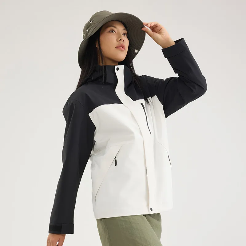 LS-B0408 Men's 3-in-1 Hardshell Jacket in Men's and women's code-warm white/black [fleece two-piece set], original product photograph