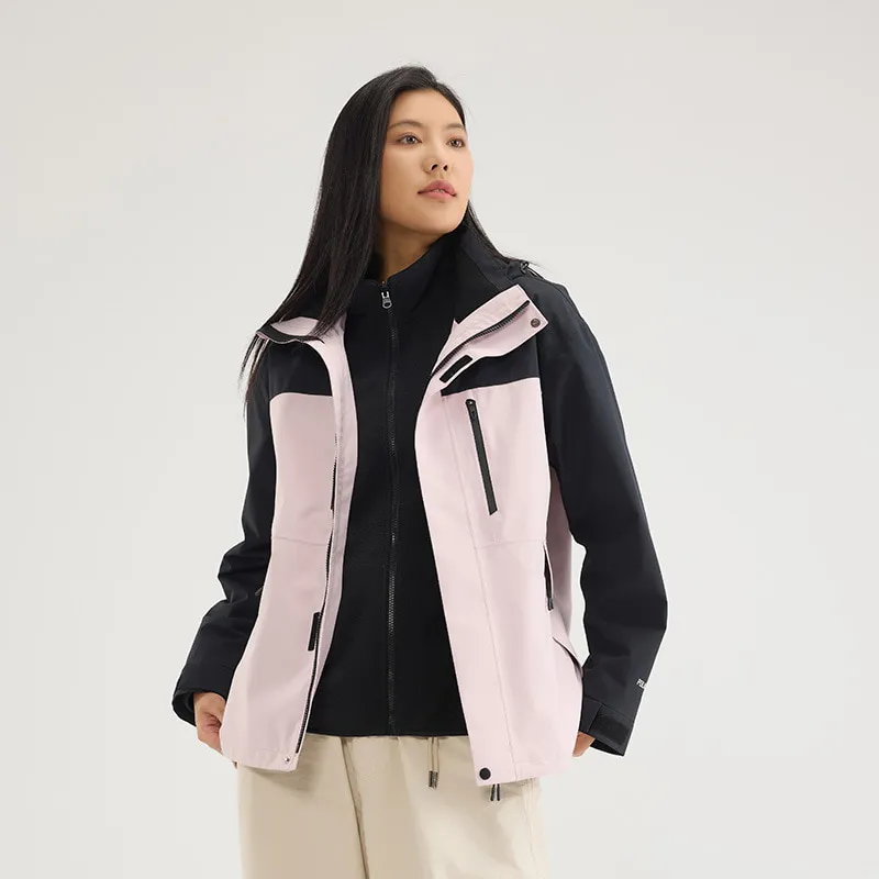 LS-B0408 Men's 3-in-1 Hardshell Jacket in Men's and women's sizes - soft pink/black. [fleece two-piece set], original product photograph